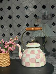 This Minimalist Striped Teapot With A Wooden Handle And Diamond-Shaped Lid Is Perfect For Use Indoors During Winter, Whether Near A Fireplace, Fireplace, Or Gas Stove. It's Also An Essential Item For Winter Camping, Suitable For Family Gatherings And Holidays, And Makes A Wonderful Gift For Friends And Family. - Multicolor - View 7