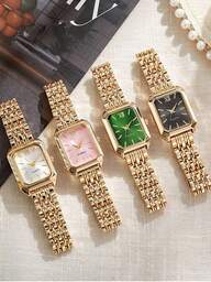 1 Stück Damen Uhr Kombination, klassische Mode mit fünf Lünetten Armbanduhr, quadratische Damen Mode Uhr, geeignet für täglichen Gebrauch und als Geschenk