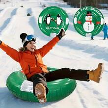 1pc Thick PVC Inflatable Snow Tube, Anti-Tipping, Outdoor Adult Thick Snow Tube, Cold-Resistant Snow Tube Mat, Green Snowman Snow Tube - Christmas Gift - Multicolor - View 4