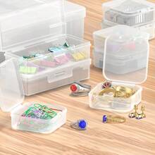 7 cajas rectangulares grandes + 16 cajas cuadradas pequeñas, Set de almacenamiento de cuentas, Contenedores de almacenamiento de cuentas rectangulares transparentes con tapas, Cajas de almacenamiento de plástico para manualidades, tornillos y piezas pequeñas - 7 grandes + 16 pequeñas - Ver 3
