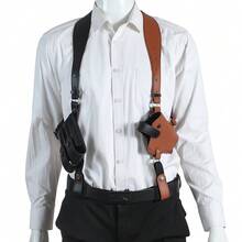 Toc reglabil din PU pentru axilă - culoare bicoloră, cu încărcător, compatibil cu revolver și alte tocuri universale, accesoriu de Halloween potrivit pentru petreceri cu tematică magică și jocuri de rol, temă de aventură, estetică cowboy, structură durabilă. - Schema de culori negru și maro - Vizualizare 7