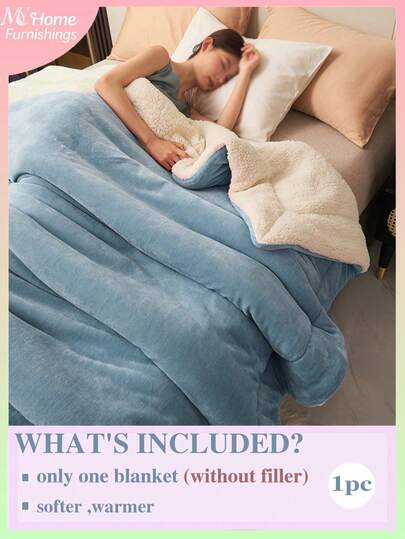 1pc Soft Plush Fleece Blanket, Light Blue Milk Velvet With Lamb Wool Lining, Multiple Colors Available, Simple & Fashionable Home Decor, Suitable For Bedroom, Dorm, Sofa, Office Nap, Perfect Gift For Valentine's Day, Machine Washable