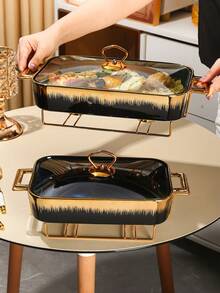 Ceramic Plate, Suitable For Cooking, Dining Room, Home, Kitchen, Tableware, Baking Tray, Casserole, Tray, Salad Bowl, Fruit Plate, Soup Pot, Baking Tray, Applicable For Bread, Turkey, Cheese, Pizza, Outdoor, Wedding, Party, Gift, Birthday - Multicolor - View 5