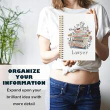 BearCake Lawyer Notebook Journal, Attorney Gifts For Women, Retro Floral Books Journal For Women, Law Office Supplies, Funny Lawyer Gifts Hardcover Spiral Notebook 5.5x8.3,White-Annotation-Lawyer - 白色註釋律師 - 查看 6