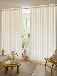 1 rèm voan đục lỗ họa tiết lá Jacquard màu be, rèm che nắng nhẹ - Phong cách Nhật Bản, rèm che nắng dạng túi thanh phù hợp cho phòng khách và phòng ngủ, cách âm và chống tia UV, rèm che nắng trang trí nhà cửa (Trọng lượng vải 190g) - Nhiều màu - Xem 6