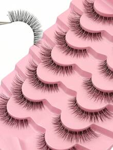 7 Pairs Natural Look False Eyelashes, Delicate & Soft Faux Mink Material, Transparent Lash Bands, Suitable For Beginners Daily Makeup, Reusable - Natural Lashes - View 2