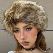 1 件女士蓬松冬季耳套滑雪帽，女士冬季蓬松俄罗斯风格帽子保暖帽，女士蓬松头带弹性耳套适合冬季寒冷天气
