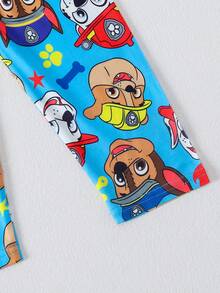 Paw Patrol 两件套汪汪队立大功男童睡衣套装，可爱卡通印花灰色圆领长袖T恤和长裤，秋冬季男童日常休闲睡衣套装，节日礼物 - 藍色 - 查看 6