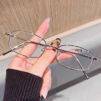 Y2K透明眼镜配件，Y2K复古小框银框眼镜，透明镜片装饰眼镜，日式金属全框眼镜，中性装饰眼镜