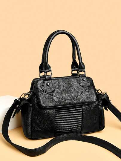 Fashionable Solid Color Commuter Bag - High-End Stylish Handbag, Mini Women's Leather Shoulder Bag