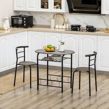 HOMCOM Bistro Set Dining Table Kitchen Table With Chairs, 1 Table, 2 Chairs, 80 X 53 X 74.5, Black - 1 - View 7