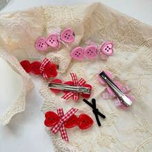 2pcs Heart-Shaped Button Hair Clips, Cute Front Bangs/Side Bangs Hairpins For Women And Girls, Hair Accerssories