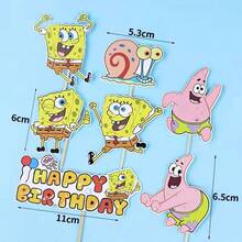 Spongebob Cake Topper, Patrick Star Cartoon Plush Doll, Cute Spongebob Birthday Party Cake Decorations