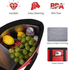ZBEZBE Insulated Reusable Tote Bag For Grocery Shopping For Women/Men, Pizza/Food Delivery Bag To Keep Food Cold/Doordash/Grubub, Cooler Bags For Travel/Beach/Picnic - 紅色 - 查看 2