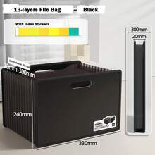 Expandable A4 File Folder 13 Layers Large Capacity Students Test Paper Storage Bag Portable File Bag Document Organizer For School Office