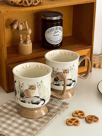 Cat Themed Mug, Cute Girlfriend Theme Couple Mugs, New Cat Ceramic Couple Cups, Gift For Her, Promotional Gift