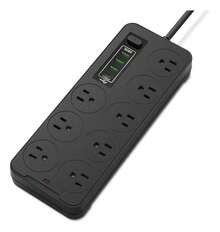 Regleta Cargador Multicontactos Premium Con 10 Salidas 3 Puertos Usb 1 Tipo C Extensiones Negro 14 Tomas 2m American Standard - Tipo de Enchufe A USA (110-127V) - Ver 7