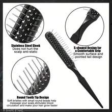 2个假发头架套装，含3个假发梳子 - 坚固耐用的假发支架，底座稳固，符合人体工程学设计，可安全放置假发，沙龙专业人士适用，经久耐用，专业造型，沙龙及家庭使用 - 兼容所有假发 - 黑色 - 查看 3