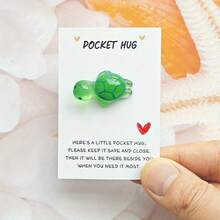 10张心形绿色海龟口袋拥抱卡 - 纪念礼物，表达感激、爱和支持，适合生日、情人节、圣诞节、海龟主题礼物、口袋拥抱卡、海龟周边、幸运海龟、感谢卡、圣诞卡 - 彩色 - 查看 6