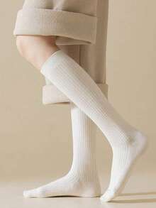 1 Pair/5 Pairs Women's Thick Cashmere Blend Knee-High Socks, Warm For Autumn/Winter - Multicolor - View 5