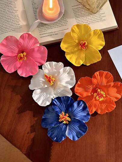 Set de 5 piezas/1 pieza de pinzas para el cabello con flores de imitación de color rosa, amarillo, blanco, naranja y azul de 7,5 cm/2,95 pulgadas con efecto tie-dye, accesorios de moda versátiles, elegantes y minimalistas de unicolor, adecuados para uso diario, casual, fiesta, viaje, coleta, moño, lavado de cara, maquillaje, combinación de atuendos, pinzas de garra, pasadores de cabello, accesorios para el Día de San Valentín, accesorios para la cabeza, primavera