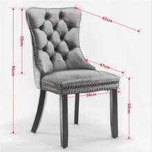 Nikki Collection Modern, High-End Tufted Solid Wood Contemporary Velvet Upholstered Dining Chair With Wood Legs Nailhead Trim 2-Pcs Set, Black, DE2001BK - Black - View 8