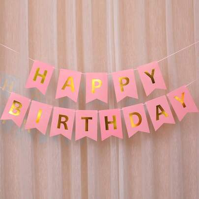 1pc Fish Tail Happy Birthday Pull Flag, Party Pull Flag Banner Decor, Birthday Party Decoration, Carnival Festival Christmas New Year Outdoor Garden Hanging Pennant