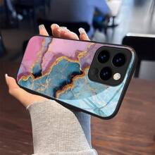 Golden pattern ink patterned white glass phone case. It is suitable for iPhone17, 16promax, 16 15pro, 14 14 Plus/14 Promax, 13 13 Pro, 12Pro, 11/11 Pro, Pro Max and other series. It is very suitable for Halloween, Christmas and Thanksgiving gifts for - Negro - Ver 10