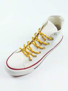 1 Pair Multi-Color Braided Round Shoelaces, Suitable For Sneakers, Casual Shoes, And Skate Shoes - Orange - View 5