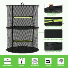 Estante de secado de hierbas de 4 capas, estante de secado colgante de plantas, red de secado de brotes, estante de secado colgante plegable con cremallera verde, tijeras de jardín y ganchos para hierbas, semillas, interior/exterior 60cm - 2 capas - Ver 4