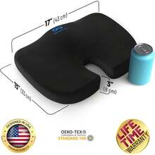 Doctor Recommended Foam Cushion Office Chairs & Car - Ergonomic Office Desk Accessories - Cushions Tailbone Pain Relief, Sciatica (Black Upgraded, Large) - 03. 黑色冷卻凝膠 - 查看 3