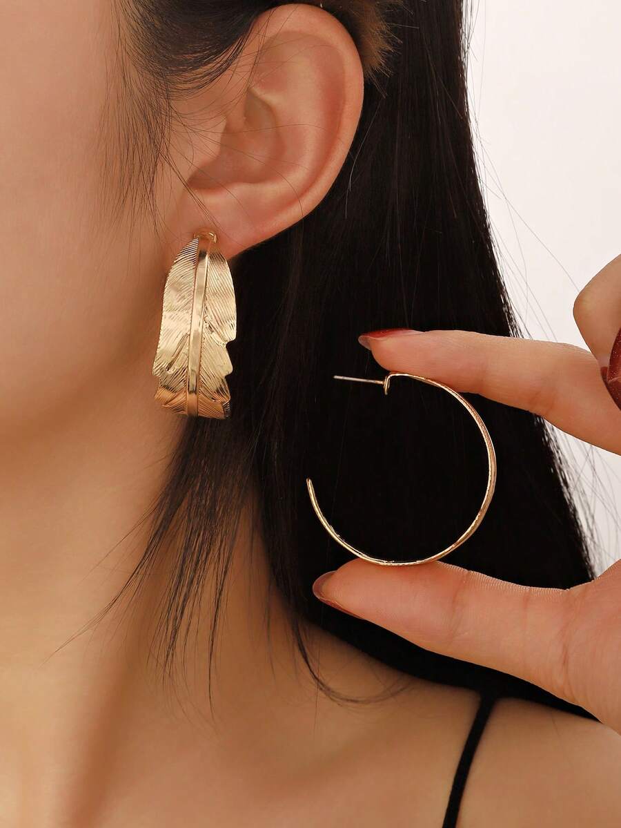 1 par de pendientes de plumas bohemios versátiles, casuales y elegantes - Multicolor - Ver 1