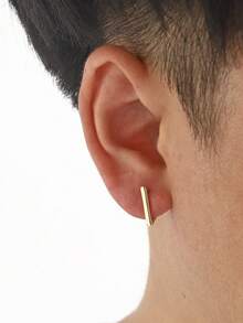 1 Pair Minimalist Plain Hoop Earrings, European American Style Copper Earrings For Men & Women, Suitable For Daily, Date, Party Wear, Holiday Gift - Multicolor - View 14