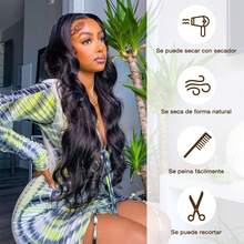 Cabello Liso y Rizado Negro Natural,Peluca Larga para Mujer,Peluca Fibra Negra Resistente al Calor de 26"/66 cm, Adecuada para Fiestas TemáTicas, Cosplay, Sesiones de Fotos, Citas y Más - Cabello rizado - Ver 2