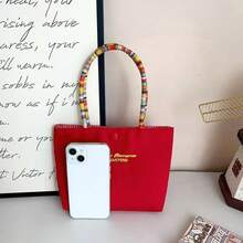 时尚小巧可爱包包 女士单肩包 手提包 刺绣帆布托特包 便携实用通勤女迷你手机包