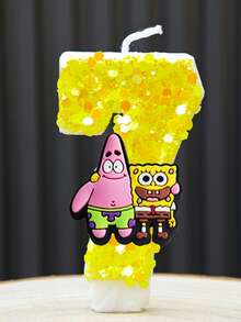 可爱的海绵宝宝数字蜡烛（0-9）——儿童生日蛋糕装饰！动漫卡通派对配件，海绵宝宝粉丝庆祝活动的完美主题用品！ - 彩色 - 查看 13