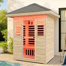 Outdoor Infrared Sauna For Home, Spruce Wood Dry Sauna 1/2/4 Person, Low EMF 2645W/240V Design With Tourmaline Stone Foot Warmer, 7-Color Light Therapy & Dual Bluetooth Speakers - 2 Person Outdoor Sauna - View 1