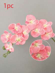 1 Pot Artificial Orchid, 9 Realistic Large Phalaenopsis Orchid Stems, Classic Style Artificial Orchid Decor, Decorative Silk Orchid Flowers, Artificial Flower Branches, Suitable For Valentine's Day, Mother's Day, Spring Decor, Gifts For Women, Living Room Home Decor, Hotel Wedding Floral Arrangement. - Pink - View 8