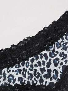Morvia Leopard Print Lace Trim Sexy Panty - Multicolor - View 3