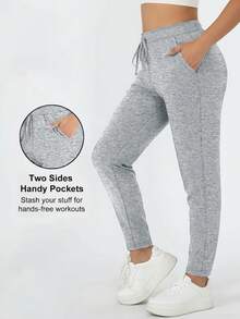 Quần legging bó sát cỡ lớn dành cho nữ, kiểu dáng thanh lịch, chất liệu mềm mại, co giãn, thích hợp cho mùa xuân, hè, thu đi làm, dáng ôm vừa vặn có túi. - Màu Xám nhạt - Xem 7