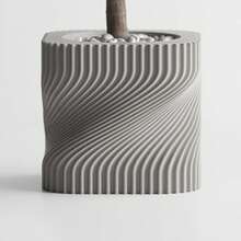 ORIZZONTE Modern Decorative Vase With Intertwined Spiral Structure – Dynamic Minimal Design For Plants, Cactus, Bonsai – Home/Office Gift Idea – Available In 2 Sizes – 100% Made In Italy, Shipping From Italy - 灰色 - 查看 4