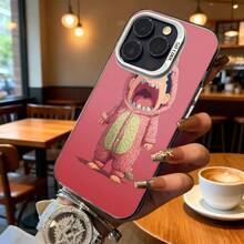 Funda de Teléfono Rosa con Impresión de Personaje de Dinosaurio de Dibujos Animados para Modelos de  y , Regalo Ideal para Todas las Temporadas - Plateado - Ver 6