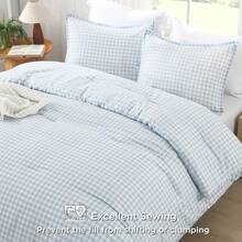 Checkered Comforter Twin (66x90Inch), Black White Plaid Gingham Bed Set, Lightweight Microfiber Geometric Preppy Bedding, 2 Pieces, Bedding F2BF - 13 - Gingham - Xanh dương - Xem 3