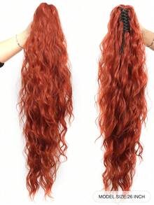 Synthetic 26Inch Long Wavy Claw Clip On Ponytail Hair Extension Blonde Ponytail Extension For Women Pony Tail Hair Hairpiece - Multicolor - View 17
