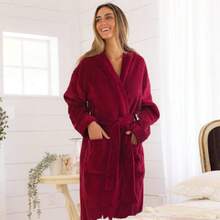 Womens Robe, Long Plush Bathrobe With Hood, Hooded Robes For Women Plus Size Bath Robe,31371253 - Burdeos - Ver 6