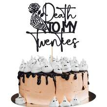 1个“告别我的二十岁”蛋糕装饰插牌，“告别我的二十岁”主题装饰，葬礼生日派对装饰，“告别我的二十岁”，30岁生日派对装饰，黑色闪光 - 彩色 - 查看 7