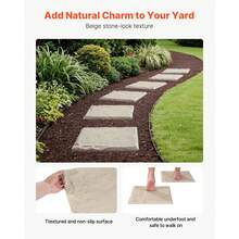 Garden Stepping Stones, 4Pcs 15.5 X 15.5 In, Decorative Stepping Stones With Stakes, Weather-Resistant Plastic Pathway Pavers, Smooth Surface, Outdoor Walkway For Lawn Patio Landscape, Beige - Beige 4 Pcs - View 4