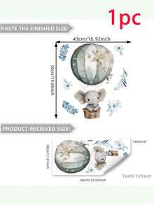 1/2/3pcs Cute Elephant Hot Air Balloon & Floral Creative Wall Stickers, Home Decor Wallpaper, Suitable For Indoor/Outdoor Decoration, Ideal For Thanksgiving, New Year Home Decor And Gifts - Multicolor - View 9