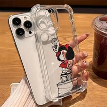 Funda Adorable de Anime Mafalda para iPhone 16, 15, 14, 13, 12, 11 Pro Max, X, XR, XS Max, 8 Plus - Cubierta Trasera Suave Transparente Antigolpes - Color 1 - Ver 5