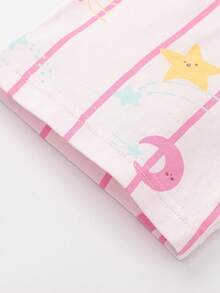 Balabala 2pcs/Set Tween Girls' Spring New Cotton Cartoon Print Raglan Sleeve Top And Pants Pajama Set - Pink - View 8